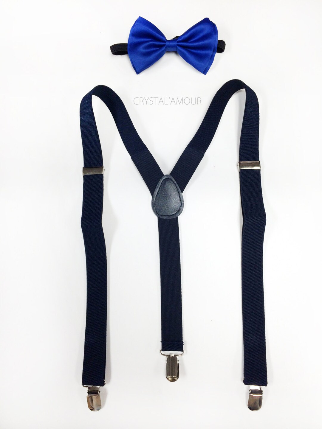 Men's Blue Bow Tie and Navy Suspenders Royal Blue Etsy