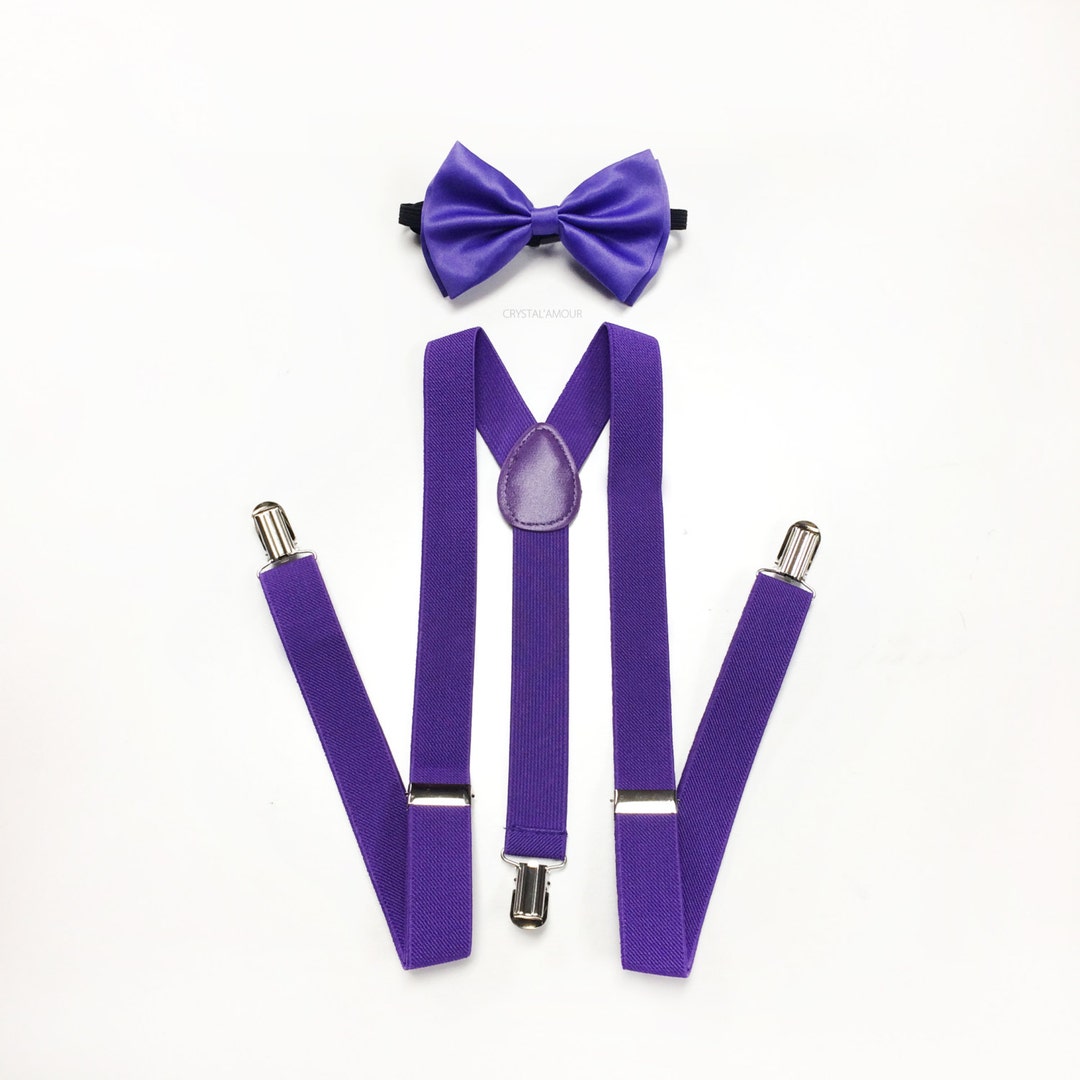 Purple Suspenders, Purple Bowtie, Purple Bowtie Set, Groomsmen Gift