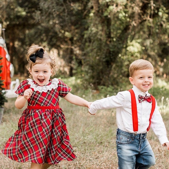 KID s suspenders baby boy clothes baby boy suspenders baby boy bowtie toddler bowtie and suspenders red plaid bowtie red suspenders