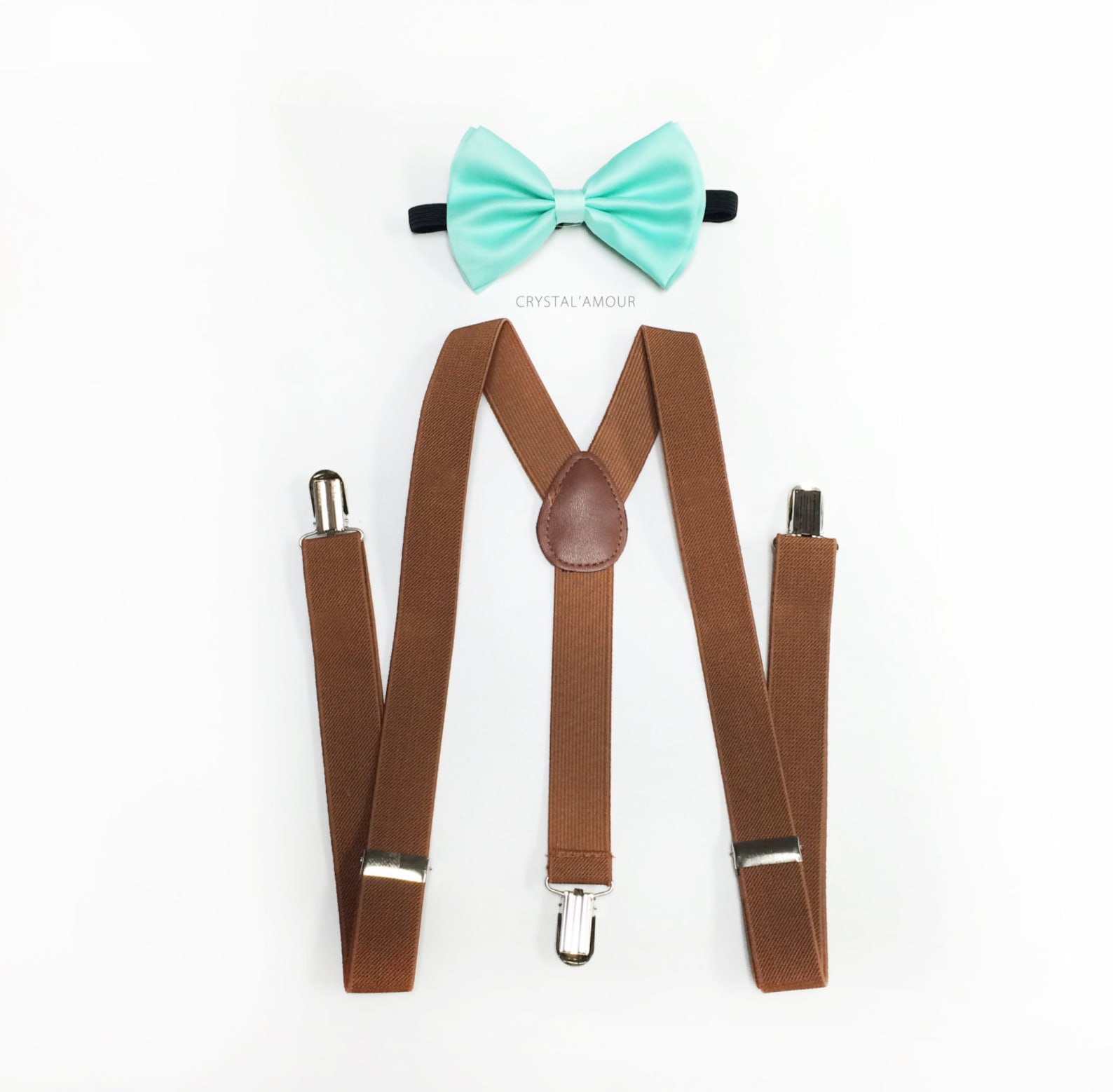 Brown Suspenders Mint Green Bowtie Mint Bow Tie Brown Etsy