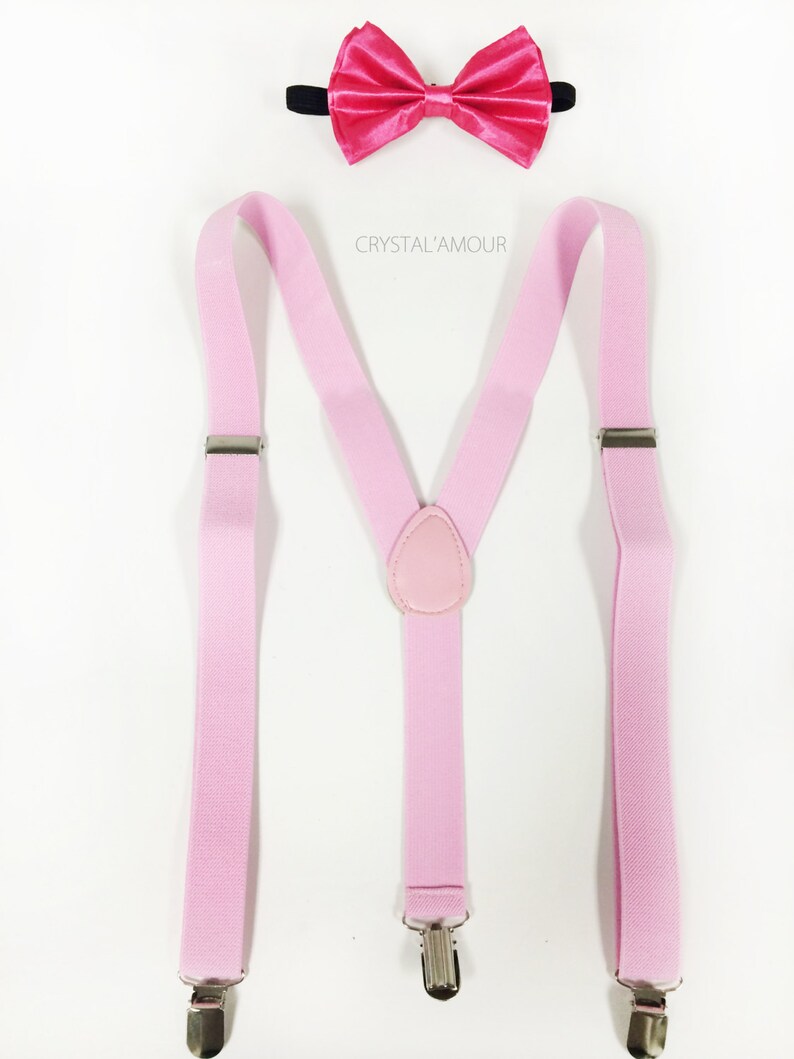 Hot Pink Bow Tie and Suspenders Pink Bowtie and Pink Etsy