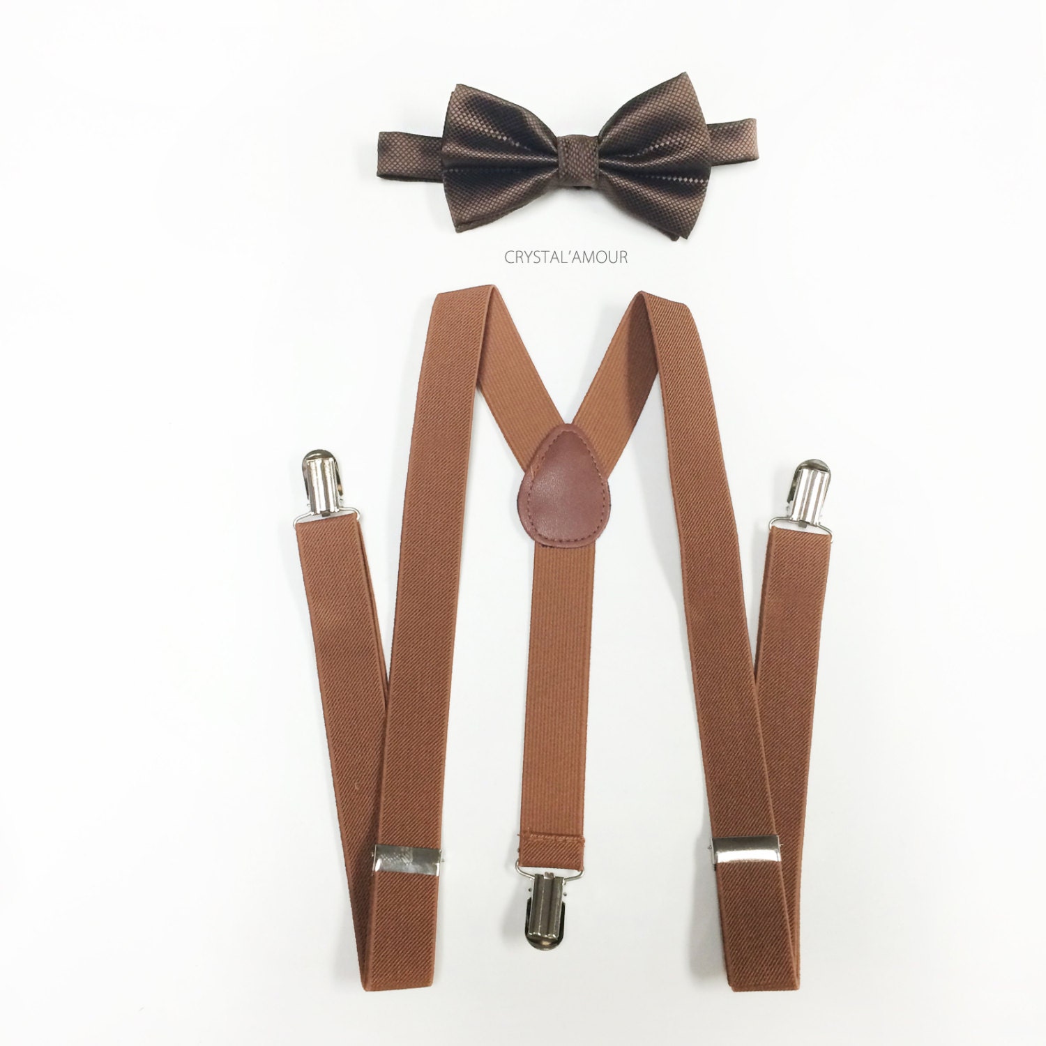 New Mens Bowtie and Suspenders Brown Suspenders Brown Etsy