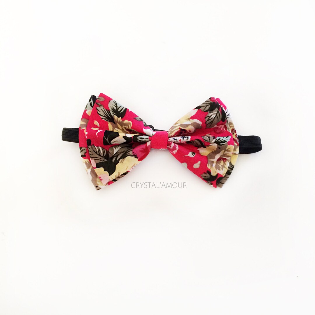 Men's Floral Bow Tie, Red Bowtie With Floral Print, Men's Bow Tie ...