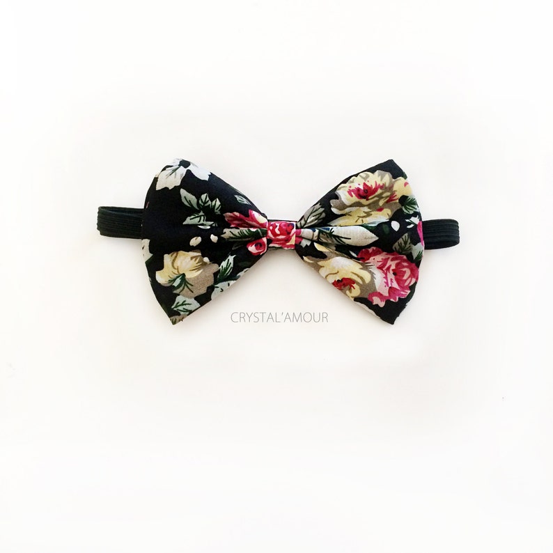floral bow tie black