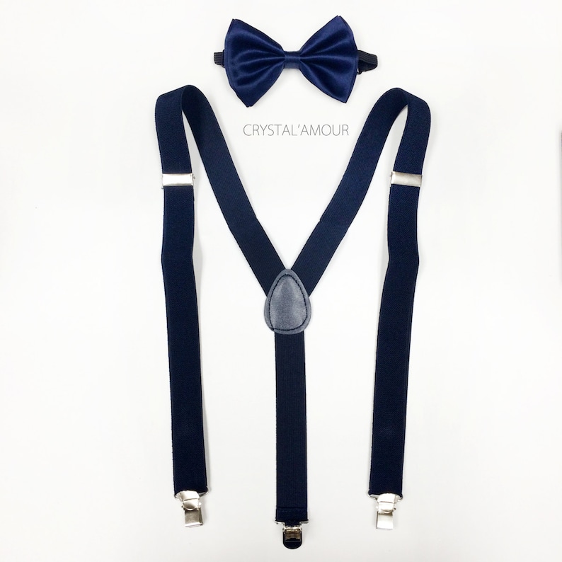 Men's Navy Blue Suspenders and Bowtie Dark Blue Bowtie Etsy
