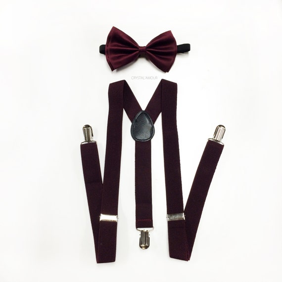 Burgundy suspenders, burgundy bowtie, suspenders and bowtie, bowtie and  suspenders, maroon suspenders, burgundy bowtie and suspenders