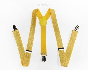 Gold suspenders, Gold glitter suspenders, yellow glitter suspenders, suspenders, gold suspenders, glitter suspenders, yellow suspenders