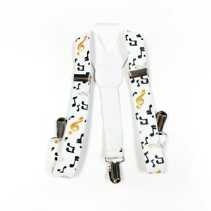 baby boy clothes,white suspenders, black music notes suspenders set, music note suspenders, gold and black musical notes, music notes outfit