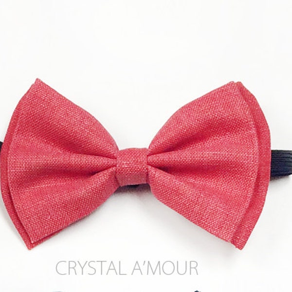 Men's Bow tie, Deep Coral Bowtie, Groomsmen Bowtie, Barnyard Wedding, Vintage Wedding, Brown Bow tie