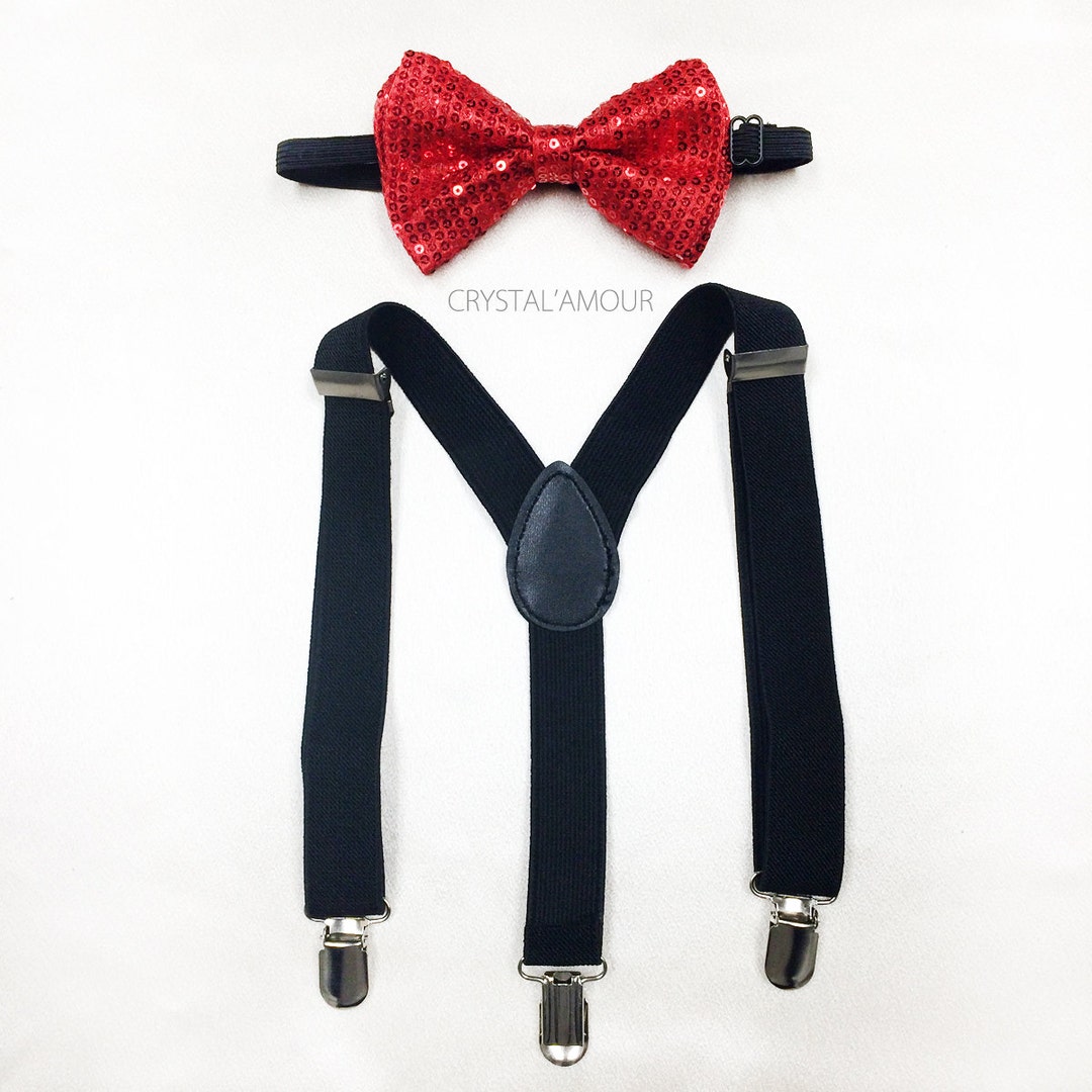 sequin bow tie and suspenders