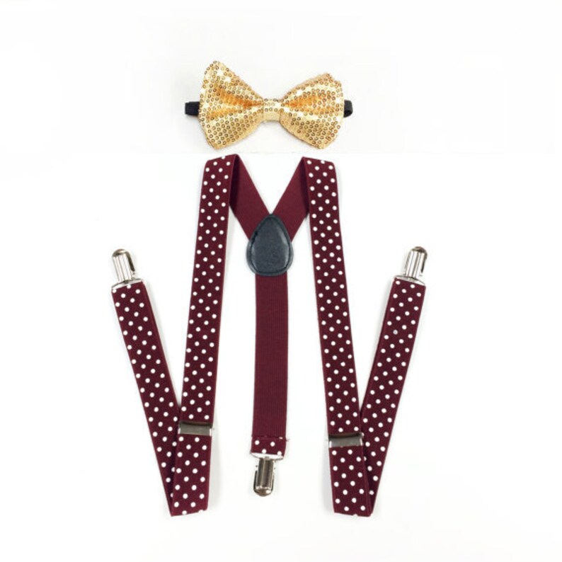 Burgundy Suspenders Maroon Suspenders Gold Bowtie Sequin Etsy