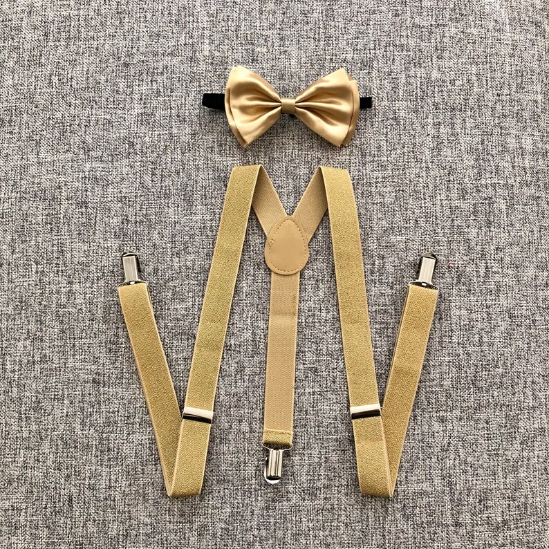 Bow Tie and Suspenders Soft Gold Bow Tie Soft Gold Etsy