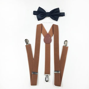 BLACK bowtie, Brown suspenders, suspenders, men&#39;s suspenders, suspenders set, bowtie set, suspenders and bowtie, black and brown