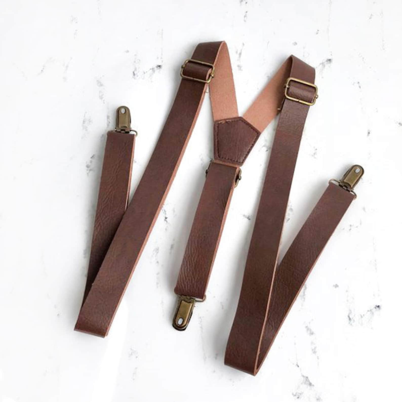 Brown Leather Suspenders, Suspenders, Leather Suspenders, Brown