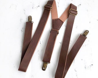 Brown Leather Suspenders, Suspenders, leather suspenders, brown suspenders, suspenders, suspenders for adults boys, leather suspenders brown