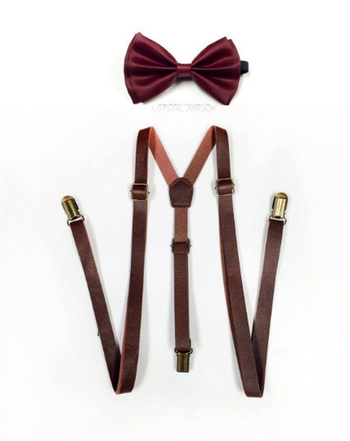 Brown Suspenders Brown Leather Suspenders Cranberry Bowtie Etsy