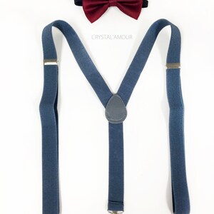 mens gray suspenders, burgundy bowtie set  - burgundy red bow tie and gray suspenders for children, teens, adults, unisex, burgundy wedding
