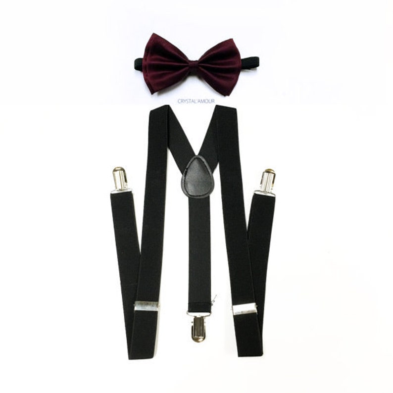 Eggplant Bowtie BLACK Suspenders Men's Suspenders Etsy