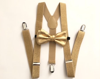 Gold suspender and bow tie, Men suspenders, soft gold suspenders, gold suspenders, gold suspenders set, gold  bow tie, gold suspender, gold