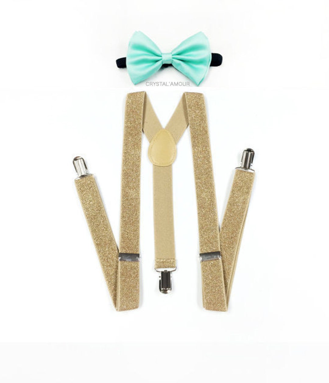 mens gold bow tie and suspenders