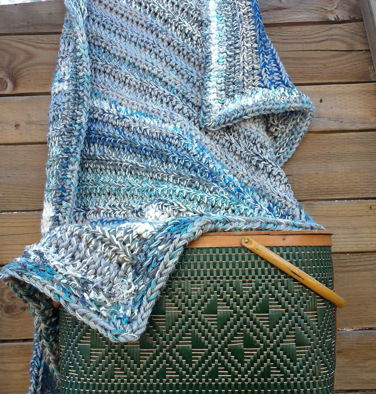 Blanket Crochet blue blanket light blue blanket gray Etsy 日本