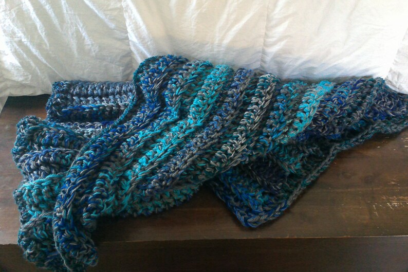 Blanket Charcoal gray teal and navy blue throw blanket Etsy