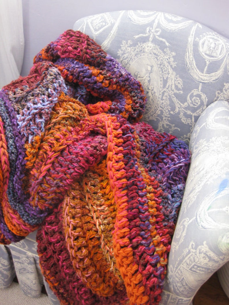 Blanket Gypsy Blanket Hot Pink Orange and Purple Throw Etsy