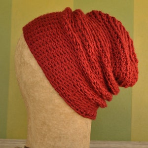 Red Slouchy Beanie, mens crochet red slouchy beanie, guy beanie