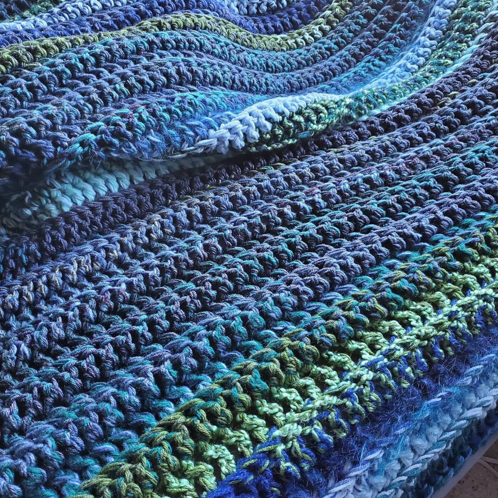 Blanket green navy blue and light blue crochet blanket blue Etsy