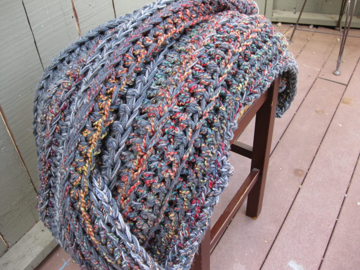 Blanket crochet dark gray throw blanket plush gray blanket