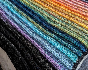 Crochet dark rainbow blanket