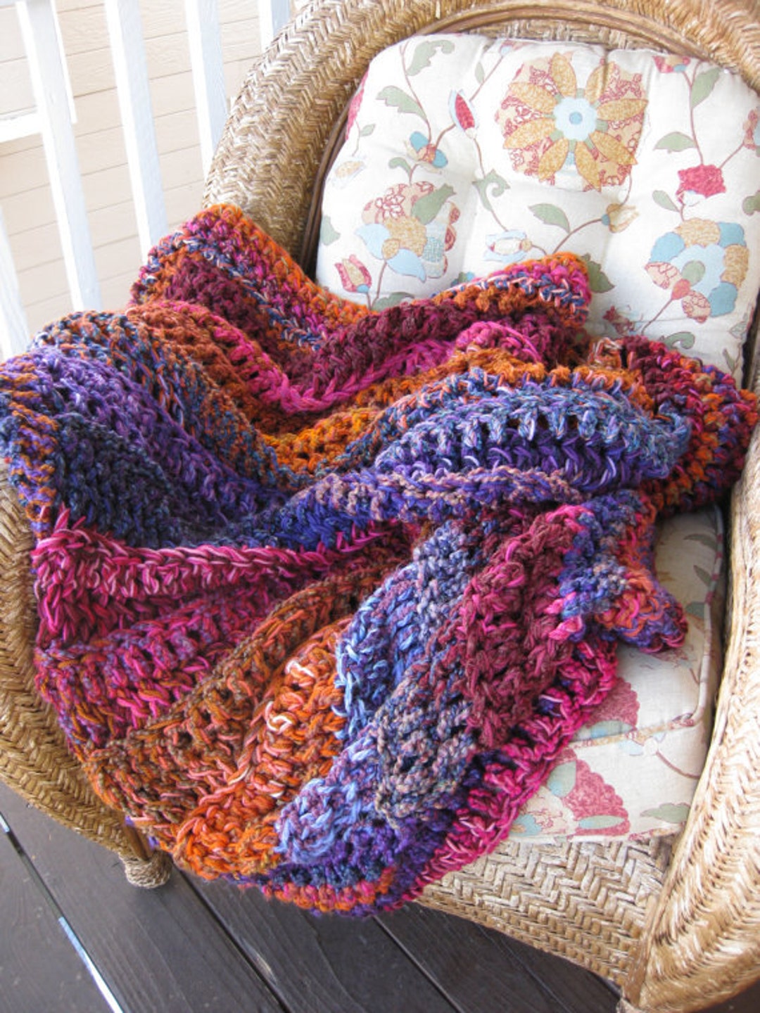 Blanket Gypsy Blanket Hot Pink Orange and Purple Throw Etsy