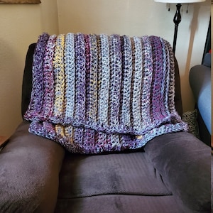 CROCHET PATTERN, crochet throw, afghan, Purple Raspberry Blanket