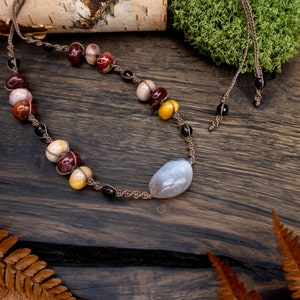 Anti-depression crystal healing gemstones necklace, fall colors jewelry, energy boost good mood jewelry, anti-anxiety gift image 2