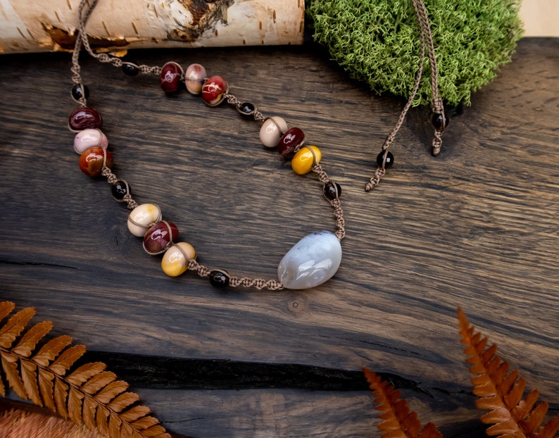 Anti-depression crystal healing gemstones necklace, fall colors jewelry, energy boost good mood jewelry, anti-anxiety gift image 2