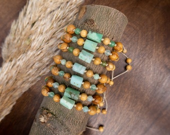 Palo Santo beads meditation bracelet chrysoprase stone, aromatic wood bracelet, sacred wood, aromatherapy jewelry, calming crystal healing