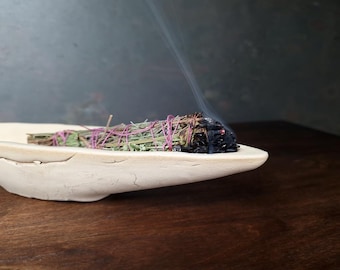 Deep Ceramic Incense Holder – Cream Color, Multi-functional, Handcrafted Minimalistic Style, Raw Ceramic Clay Decor
