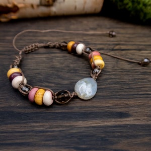 Anti-depression gemstone bracelet, fall colors jewelry, energy boost good mood boho jewelry, crystal healing anxiety bracelet image 1