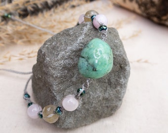 Calming crystal mediation bracelet, Mint green chrysoprase bracelet, anti stress jewelry, labradorite jewelry, crystal healing bracelet