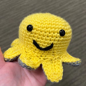 Crochet Reversible Mood Octopus: Handmade Plush Emotion Toy