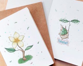 Zelda BOTW Korok Greeting Card - Gift for Gamers Zelda Breath of the Wild - Any Occasion Hand Drawn Cute Cards