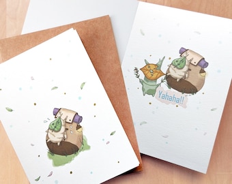 Zelda TOTK Korok Greeting Card - Gift for Gamers - Zelda Tears of the Kingdom - Any Occasion Hand Drawn Cute Cards