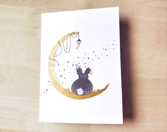 Bunny Butt Hand Painted Greeting Card - Year of the Rabbit Lunar Zodiac Cards