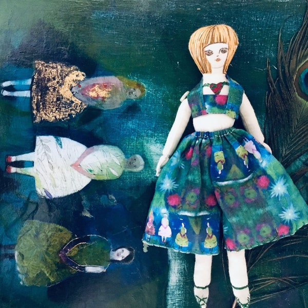 Handmade fabric art doll