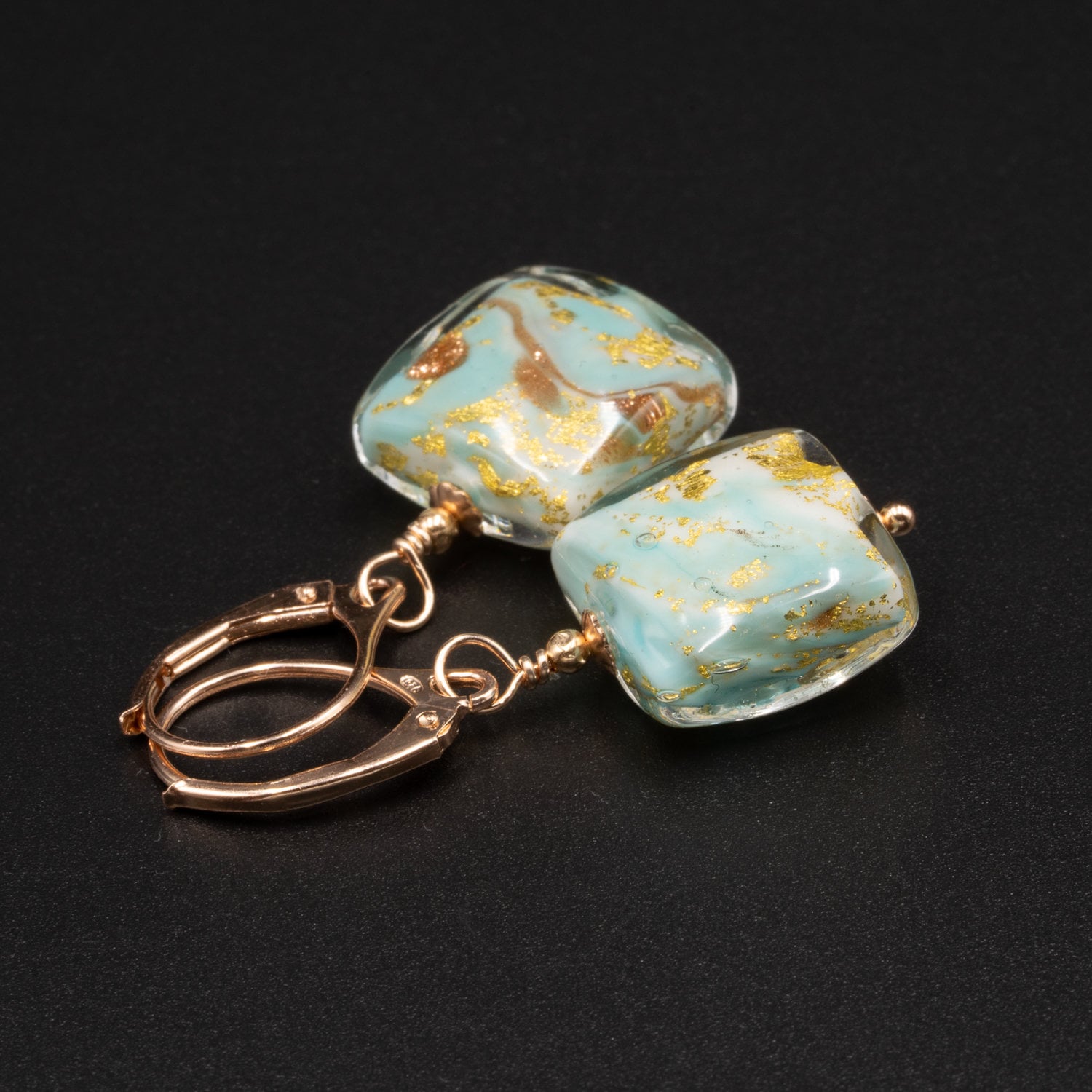 murano glass earrings genuine Murano Aqua Etsy