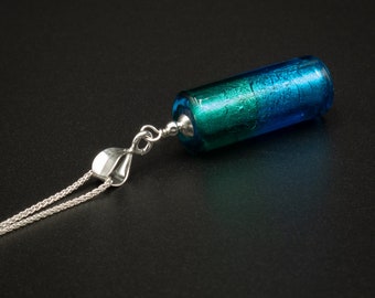 Murano aqua blue sterling silver Venetian glass handmade pendant necklace