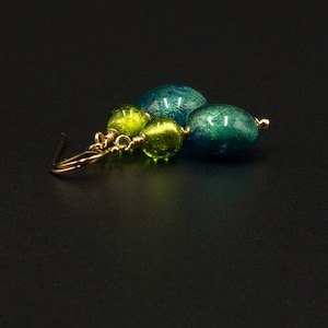 Murano lime aqua vermeil gold Venetian glass handmade drop earrings