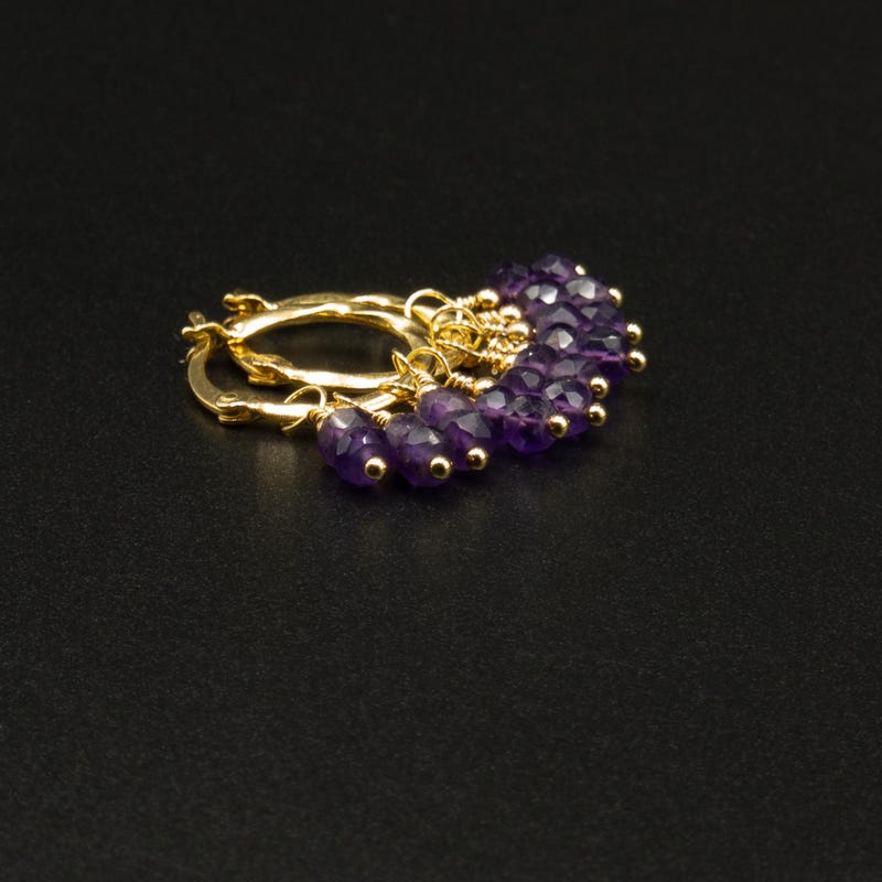 Purple Gold Earrings - Etsy
