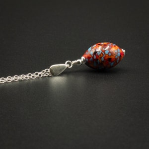 Murano red mulit colour speckled pendant,  genuine Venetian vintage Murano glass  pendant necklace, red Venetian glass jewelry