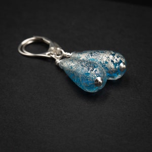 Murano turquoise glass earrings, genuine Venetian Murano glass sterling silver earrings, turquoise glass earrings, venetian glass jewelry